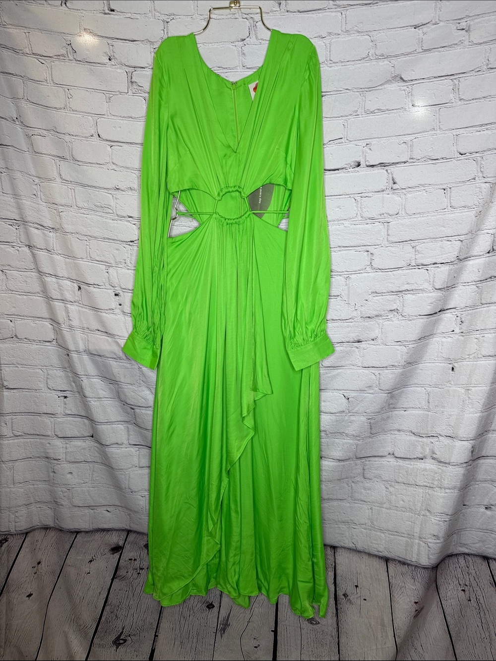 Farm Rio Neon Green Cutout Long Sleeve Maxi Dress Size Medium Brand New W/Tags